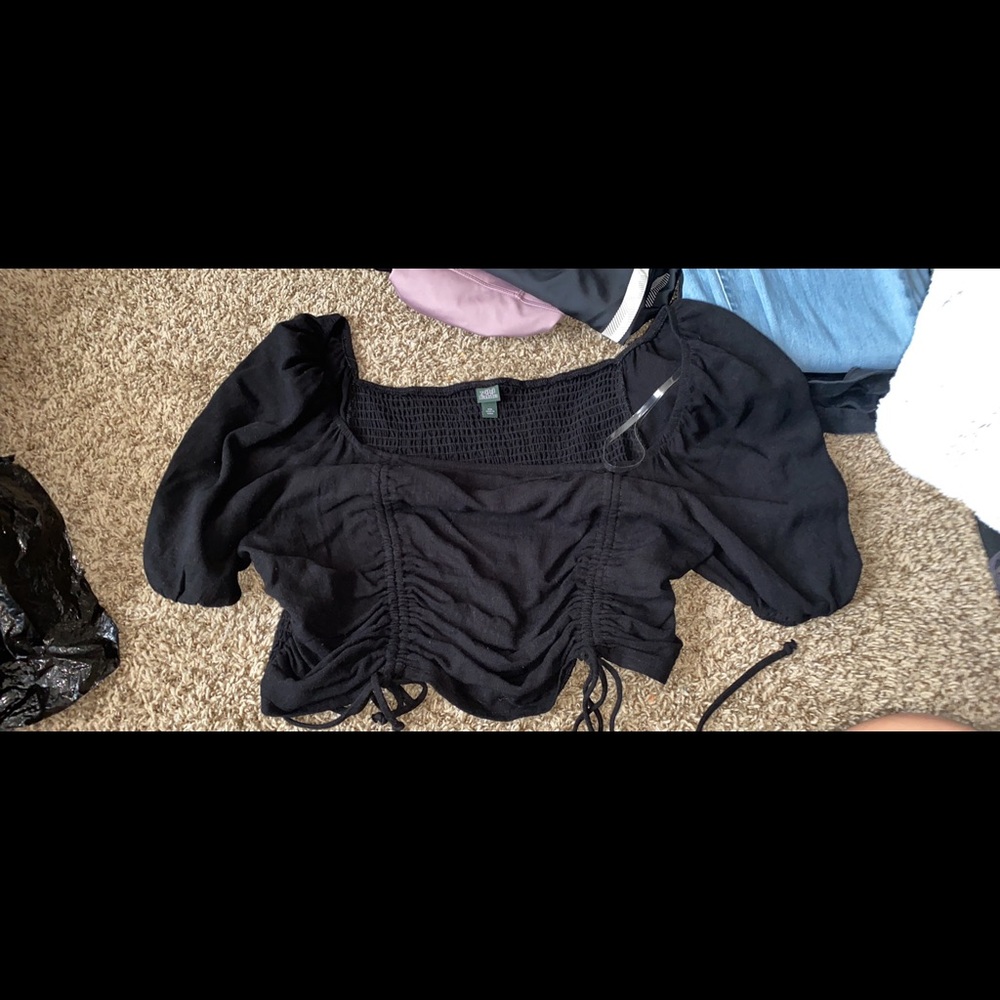Black crop formal top